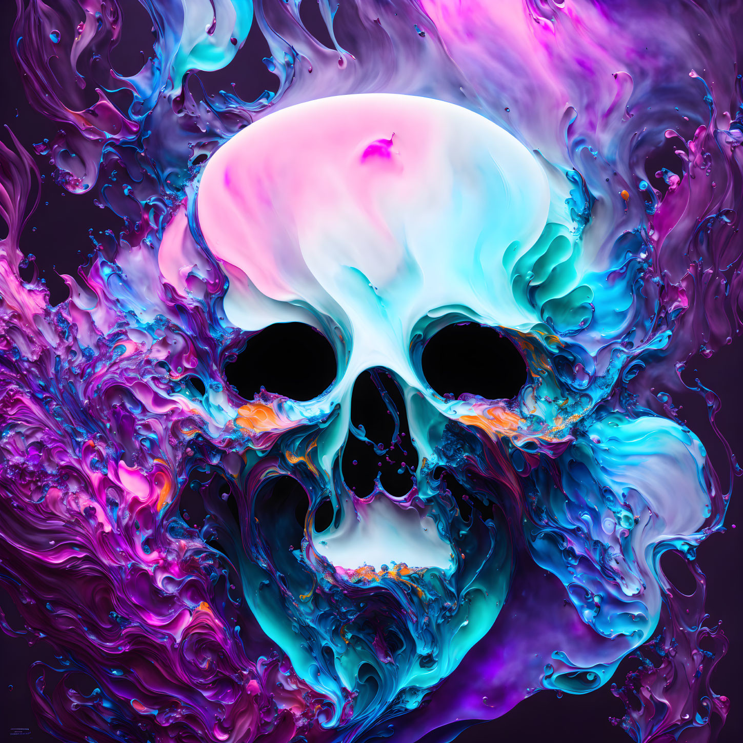 Colorful Abstract Skull Illustration on Dark Purple Background