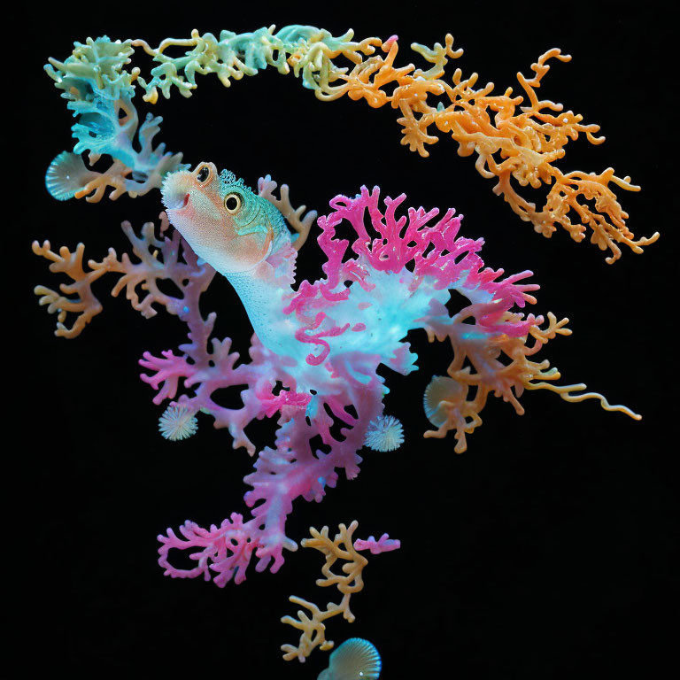 Colorful Fish Camouflaged in Vibrant Coral Reef