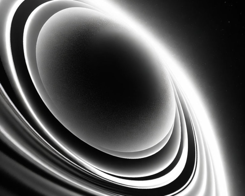 Monochrome Artistic Rendition of Planet with Prominent Rings