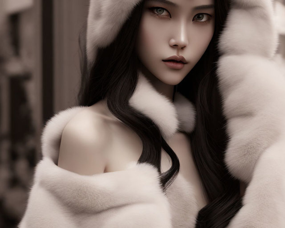 Pale-skinned individual with cat-like ears, sharp eyes, gold ornament, and white fur.