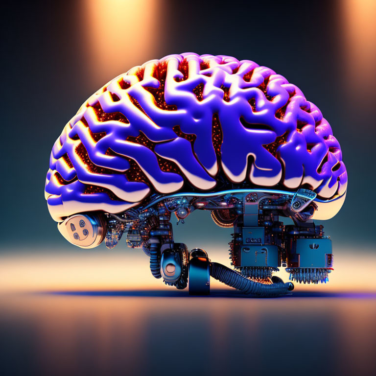 Digital Artwork: Brain with Organic & Mechanical Blend