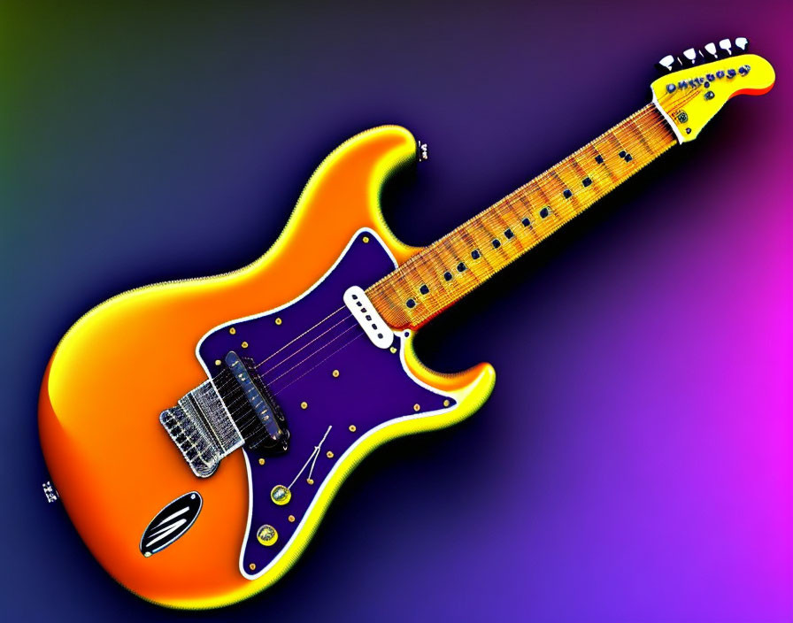 Vibrant Orange Electric Guitar on Maple Fretboard & White Pickguard