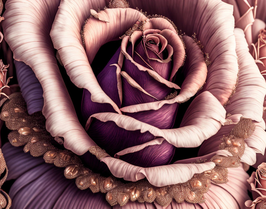 Surreal image: Human fingers and petals merge into intricate rose structure