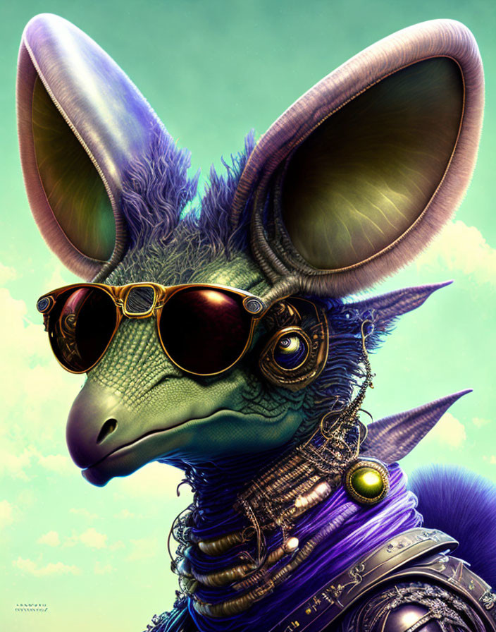 Futuristic humanoid kangaroo with aviator goggles and detailed fur texture