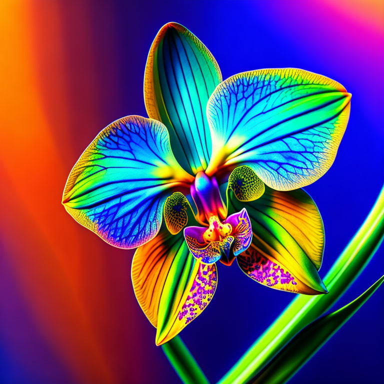 Colorful Orchid Artwork on Gradient Background