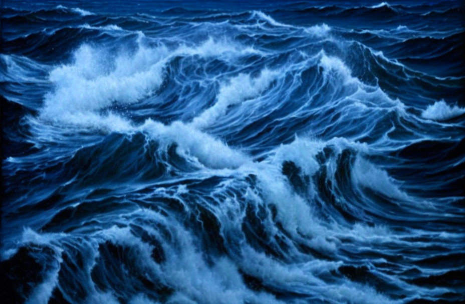 Stormy Weather: Dark Ocean Waves with White Foam