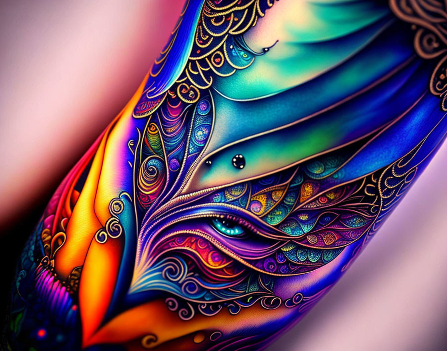 Colorful Abstract Image with Peacock Feather Theme