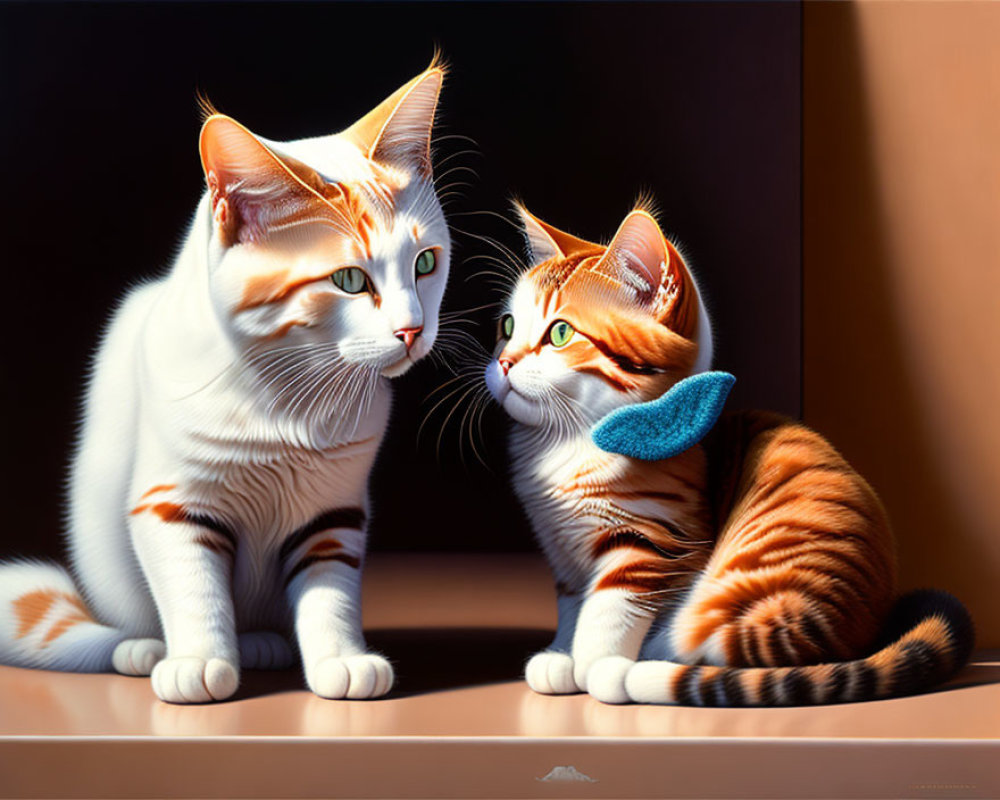 Realistic Digital Paintings of Cats with Orange and White Fur