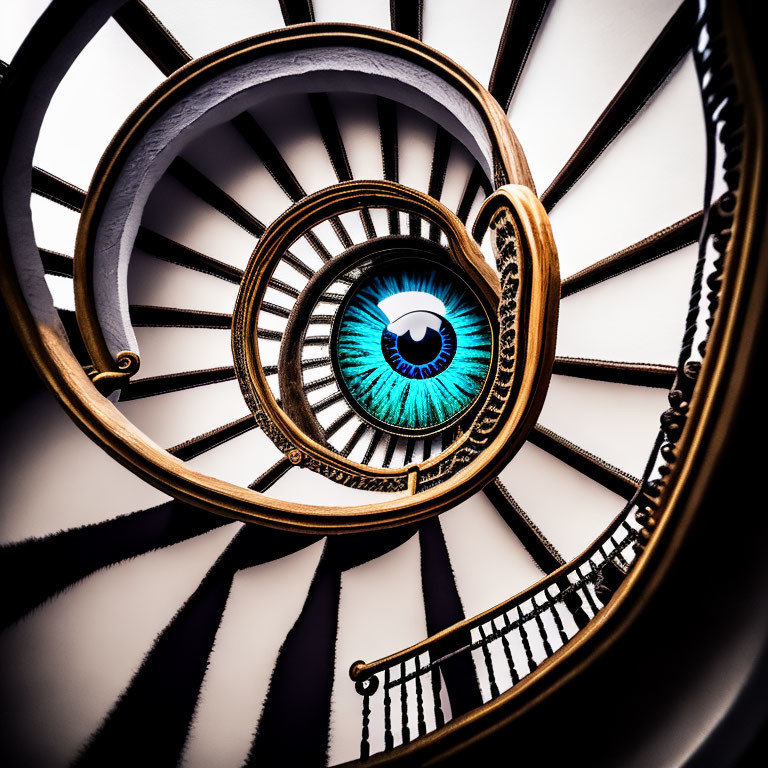 Spiral Staircase Resembling Eye with Blue Iris