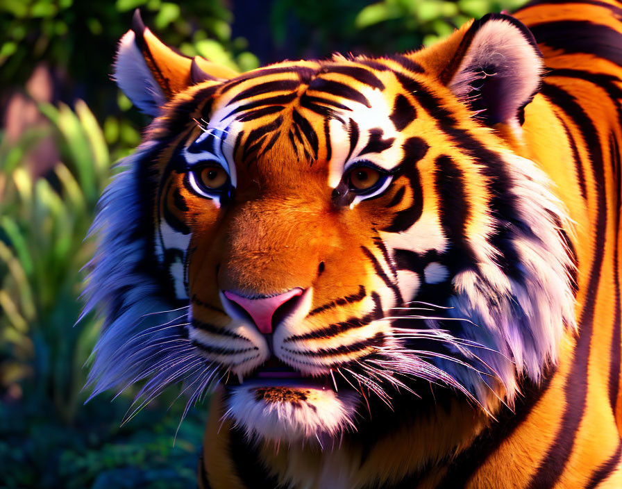 Detailed 3D-animated tiger with vibrant orange fur and black stripes