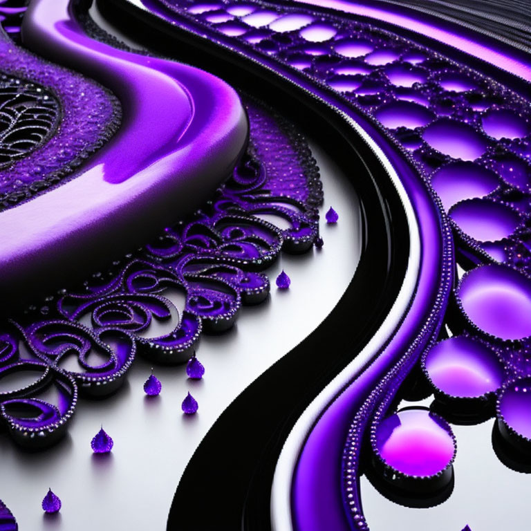 Monochromatic Purple and Black Abstract Fractal Image