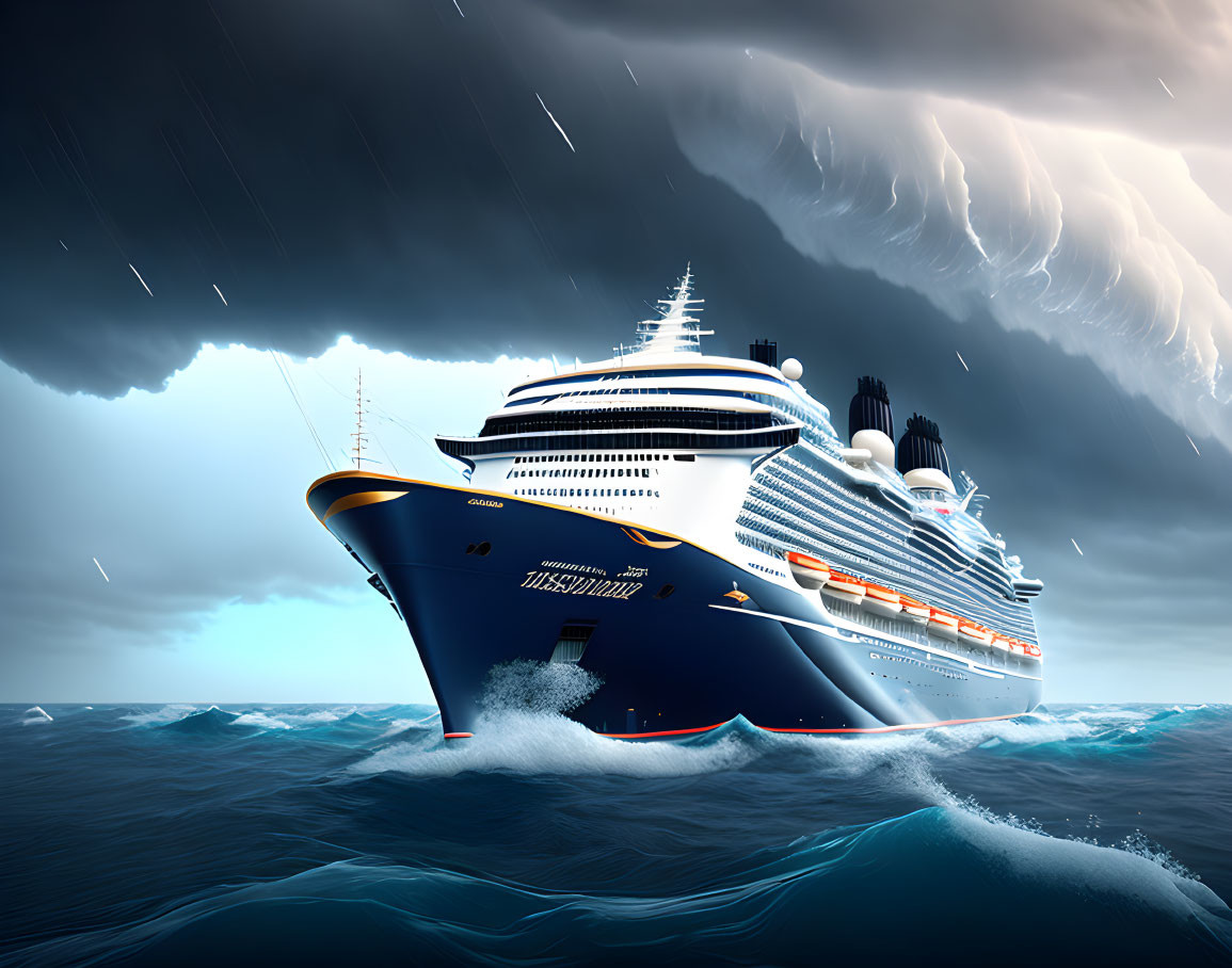 Stormy Seas: Cruise Ship Battling Menacing Storm