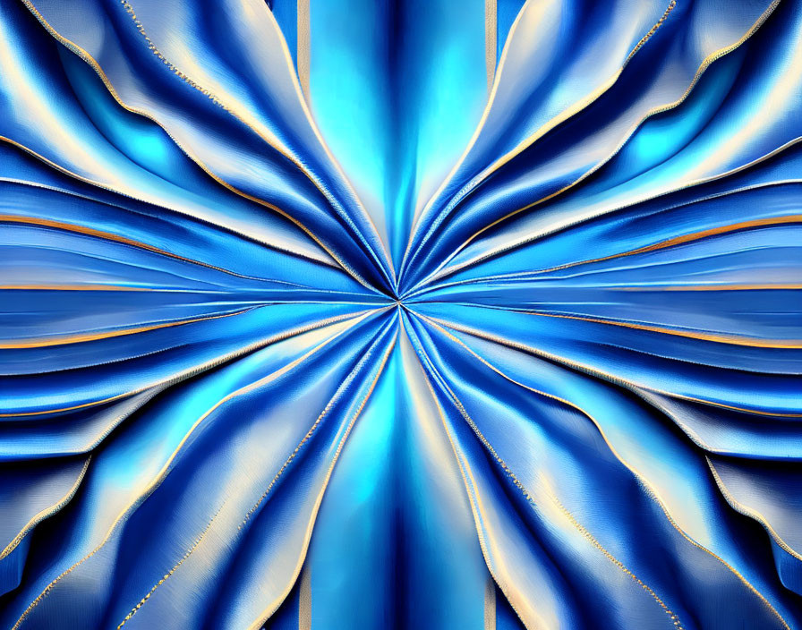 Symmetrical Blue and White Radial Burst Design with Metallic Golden Accents