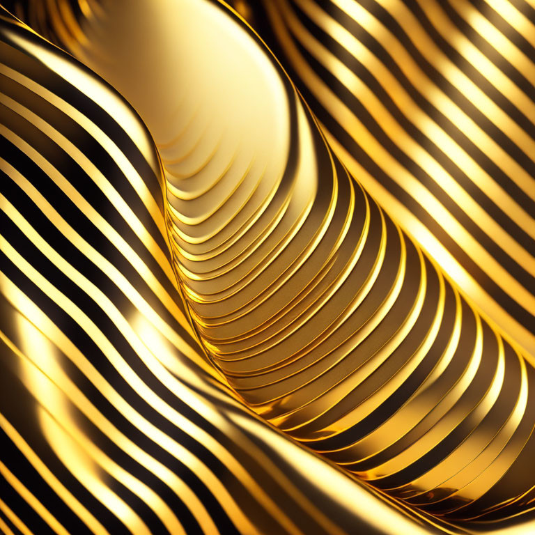 Luxurious 3D wave effect in abstract gold pattern