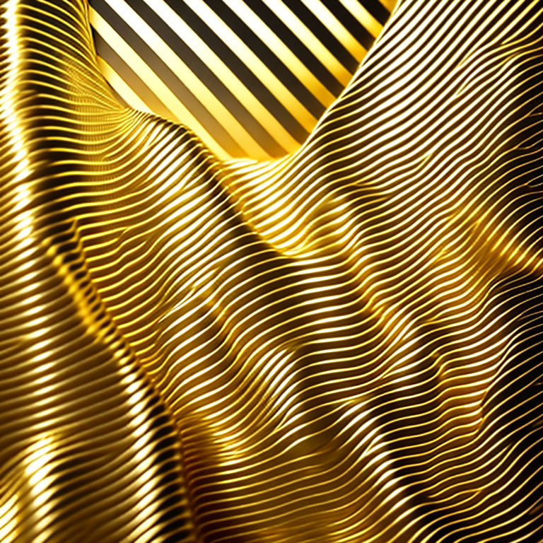 Gold and Black Striped Abstract Wavy Pattern with 3D Effect