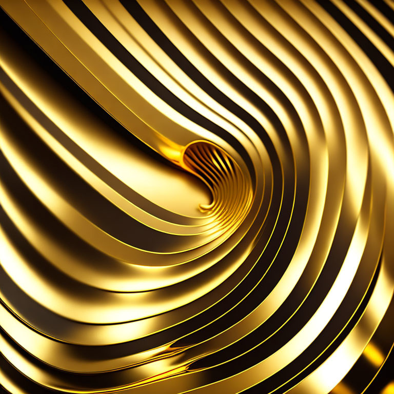 Golden spirals in metallic texture creating optical illusion