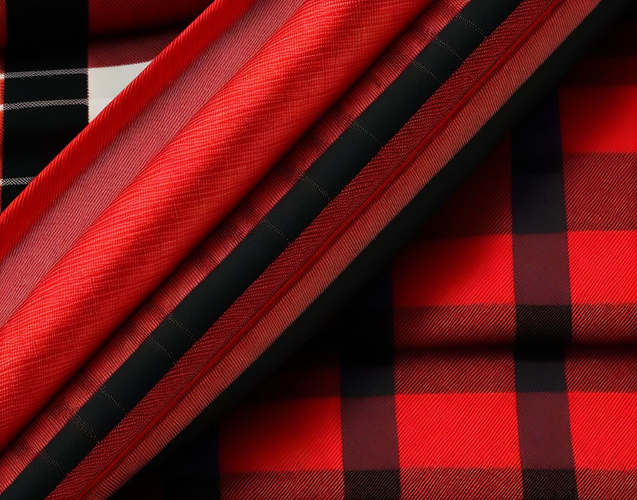 Assortment of Red, Black, and White Patterned Fabrics