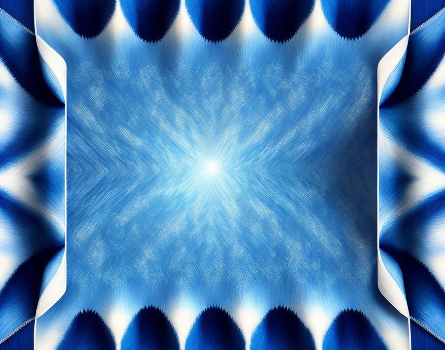 Symmetrical Blue and White Abstract Design with Starburst Center