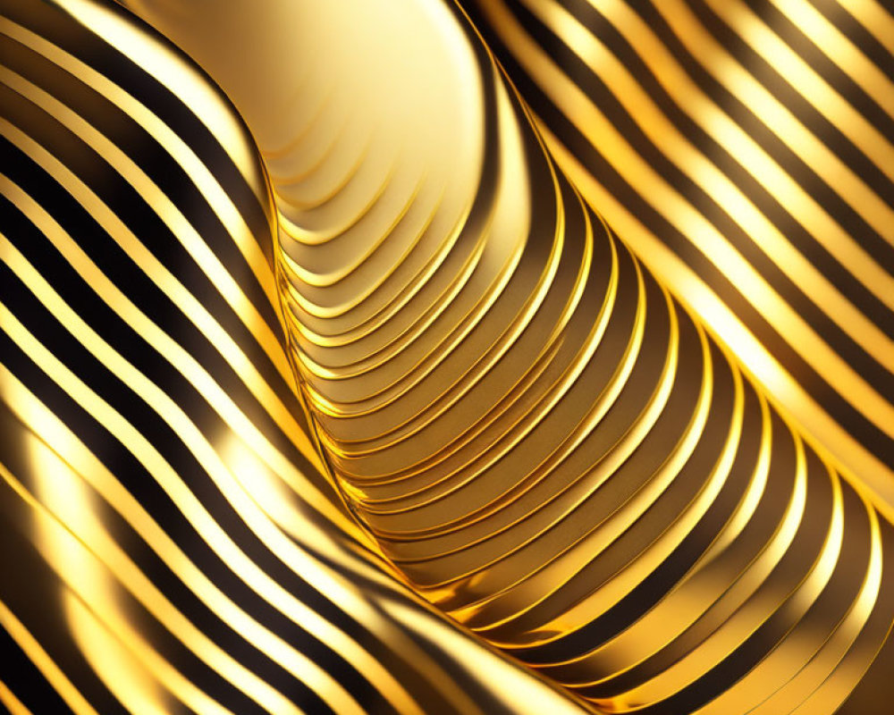 Luxurious 3D wave effect in abstract gold pattern