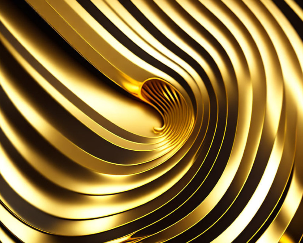 Golden spirals in metallic texture creating optical illusion