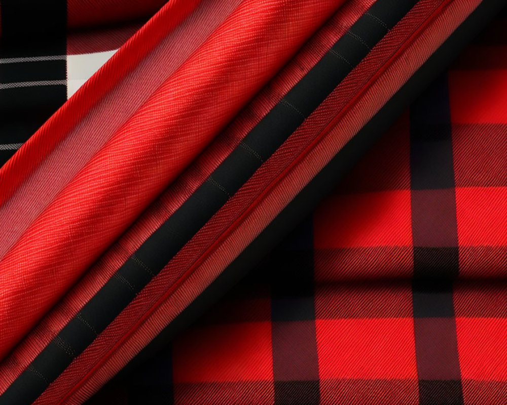 Assortment of Red, Black, and White Patterned Fabrics