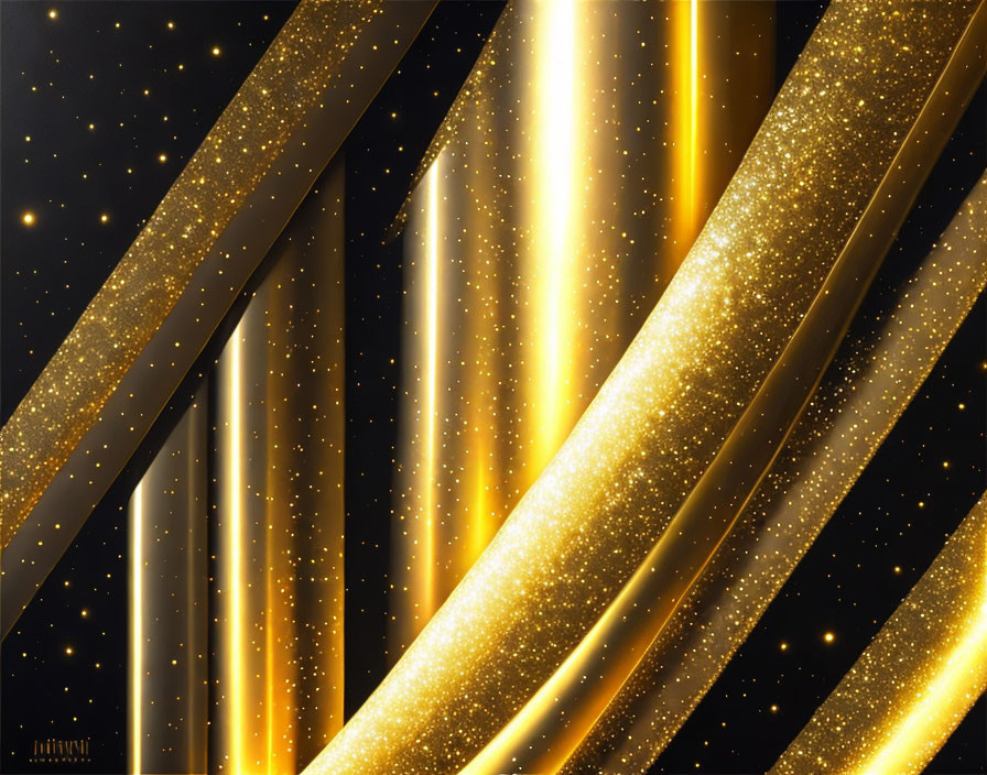 Luxurious Dark Background with Golden Glittering Diagonal Lines