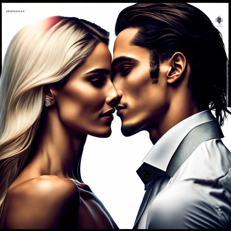 Stylized digital artwork of man and woman in close proximity