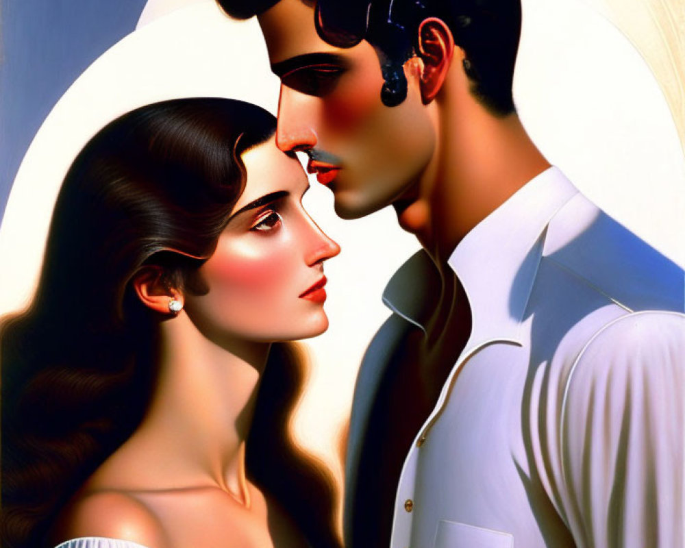 Stylized romantic couple illustration with harmonious colors