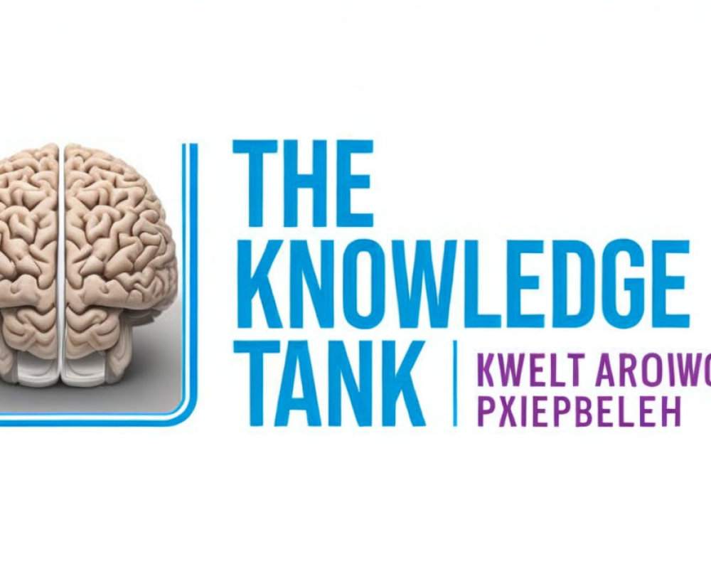 Blue rectangle logo with stylized brain & bold text "THE KNOWLEDGE TANK" & sub