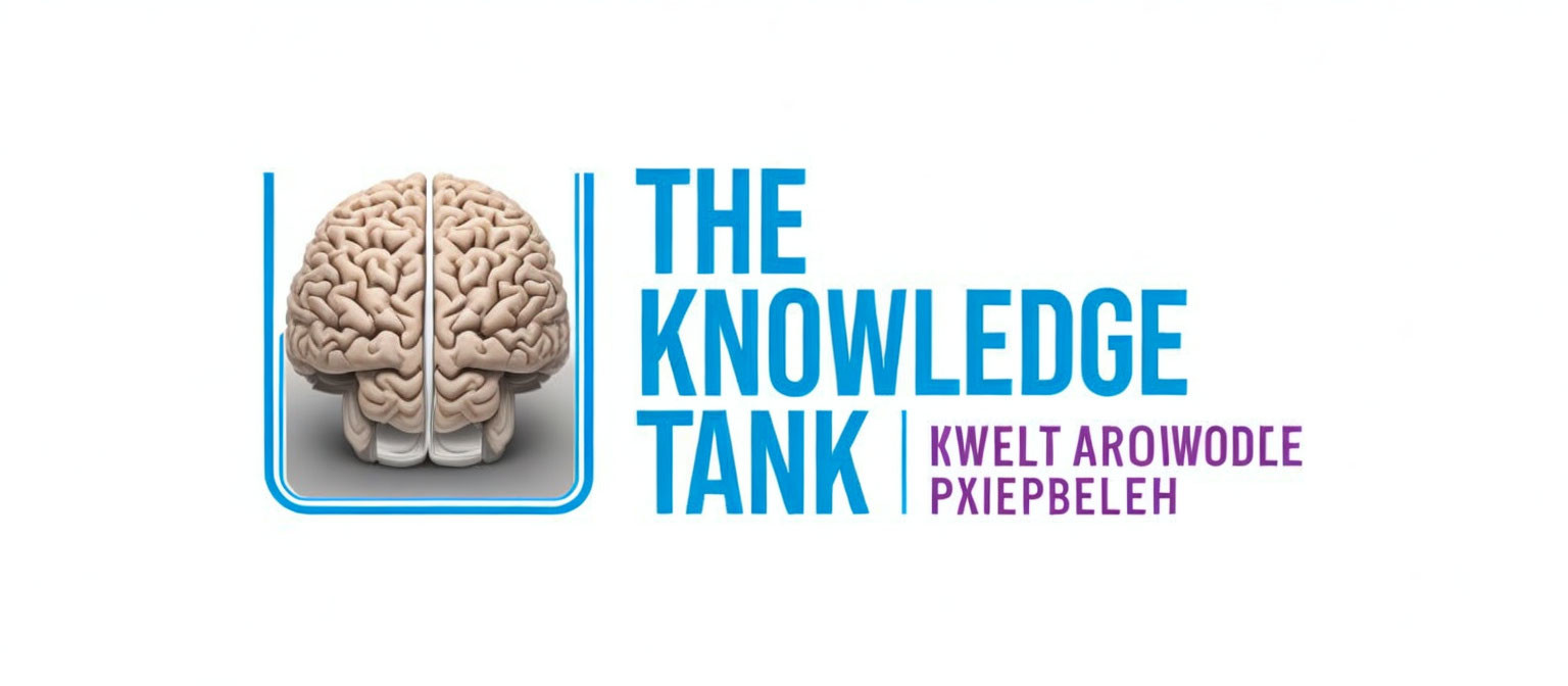 Blue rectangle logo with stylized brain & bold text "THE KNOWLEDGE TANK" & sub