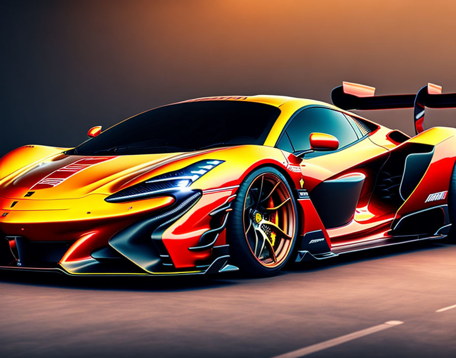 Sleek Red, Yellow, and Black Sports Car Design