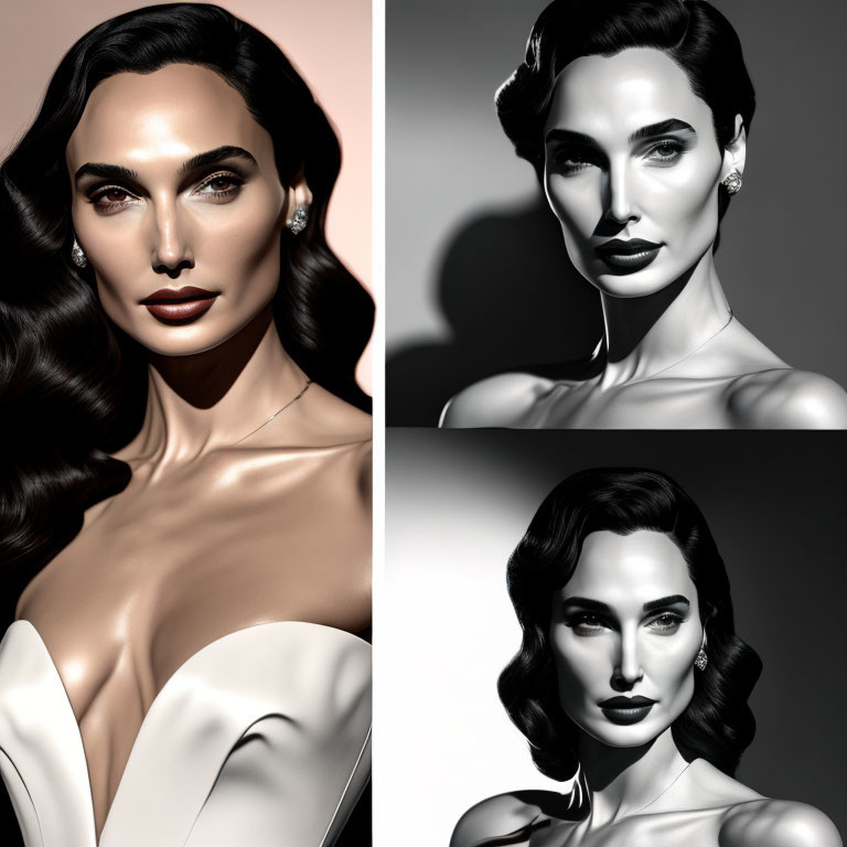 Woman's portraits: 4 variations in lighting and filters, 2 warm color tones, 2