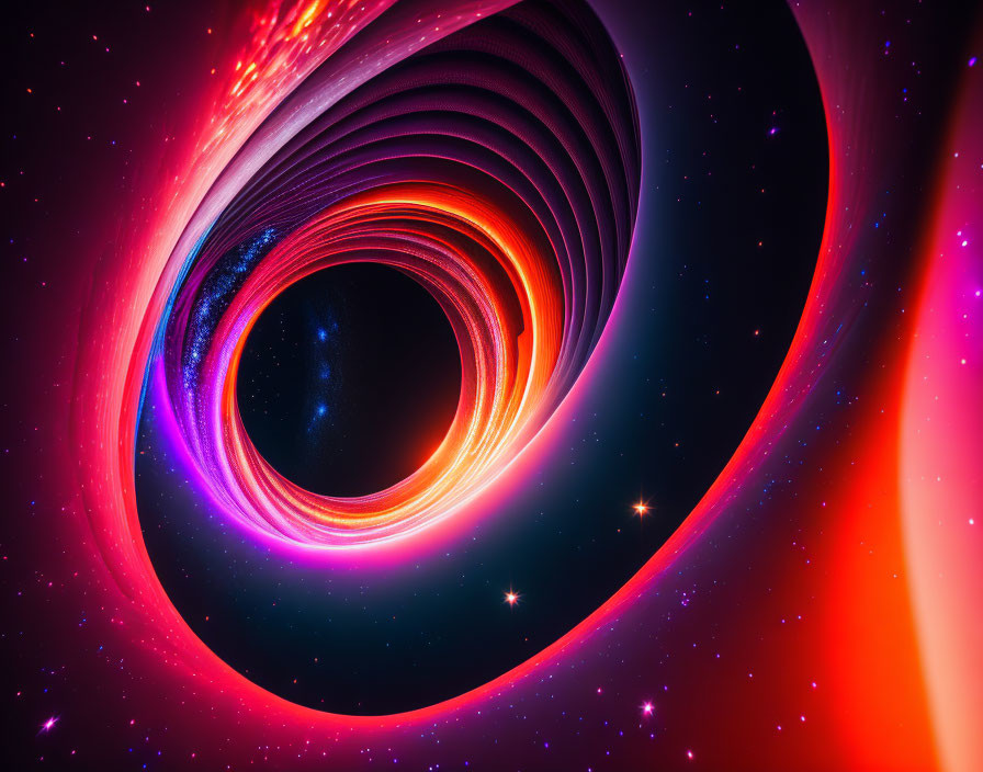 Neon spiral galaxy art in vibrant digital style