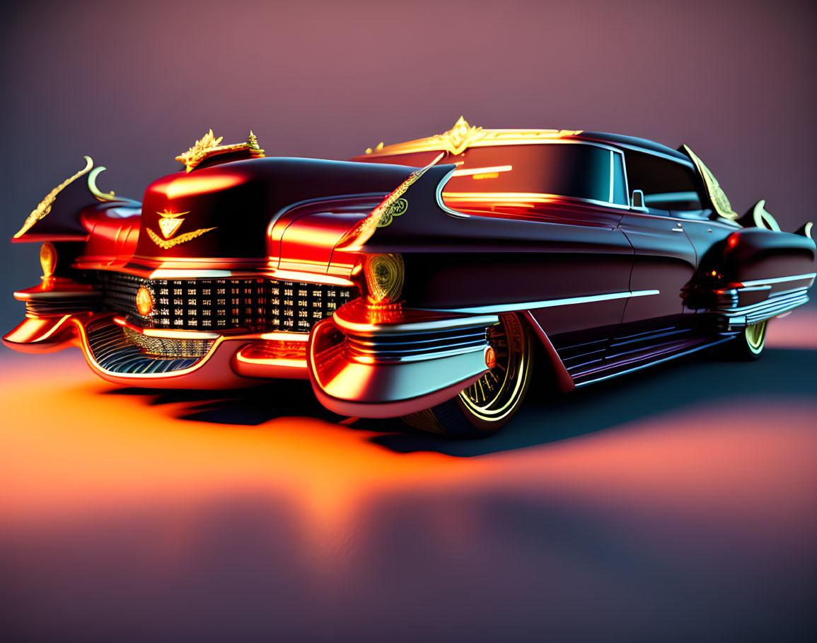 Stylized classic car illustration on gradient background