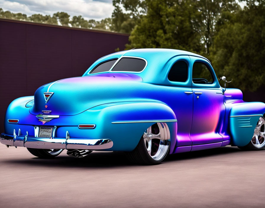 Vintage Chevrolet Custom Paint Job and Lowered Suspension on Chrome Wheels