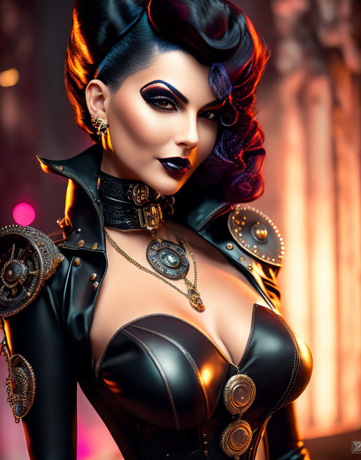 Elaborate Steampunk-Inspired Woman Portrait