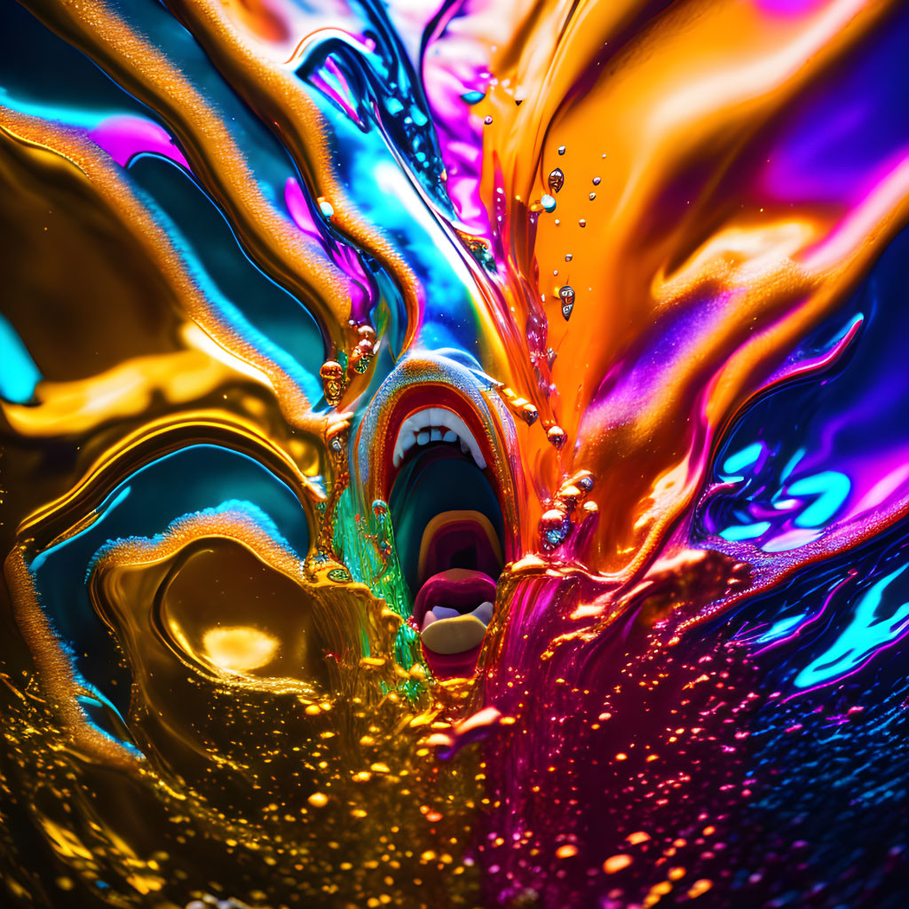 Colorful Swirls Reflecting Light in Psychedelic Liquid Pattern