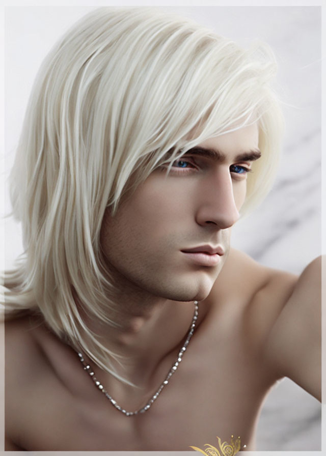 Blonde-Haired Man with Blue Eyes Digital Artwork