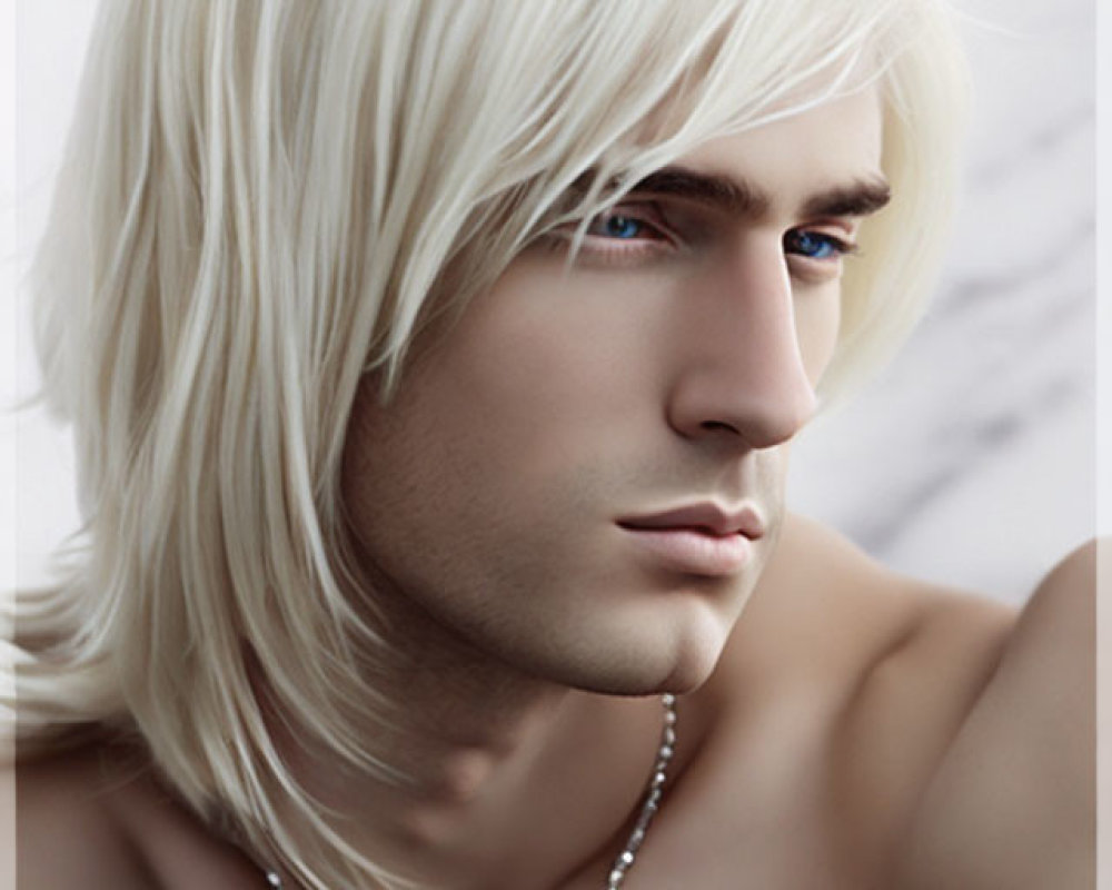 Blonde-Haired Man with Blue Eyes Digital Artwork