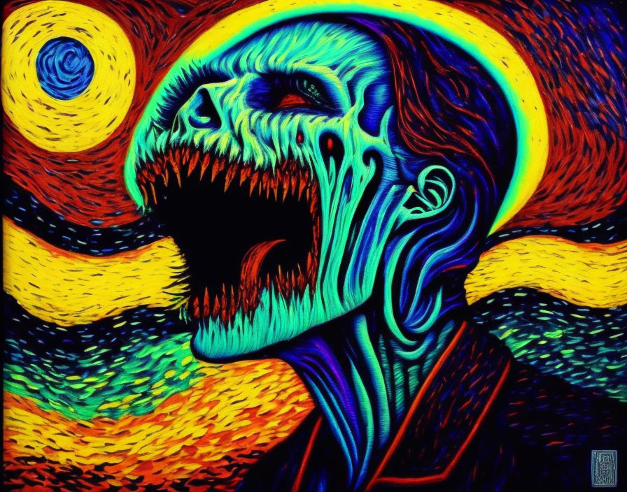 Artwork blending Van Gogh's "Starry Night" with Munch's "The Scream