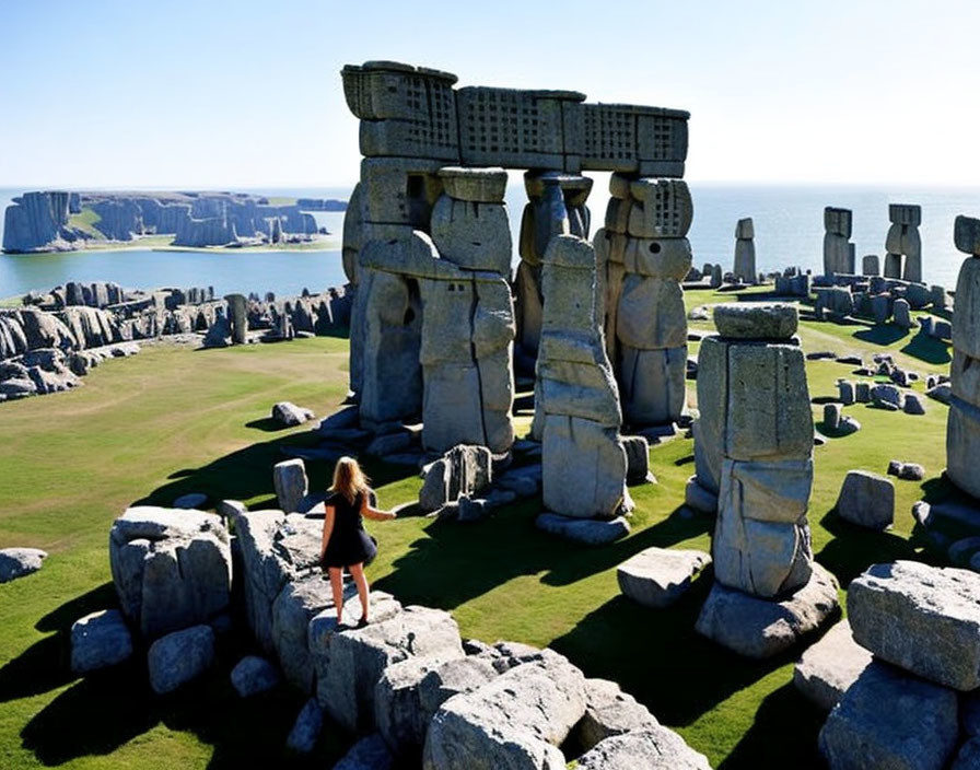 Modern Stonehenge-like Structure in Coastal Grassland