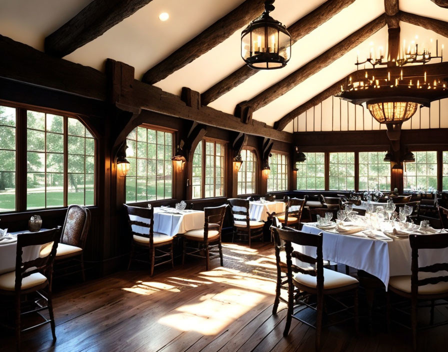 Festive summer lunch in a country restaurant