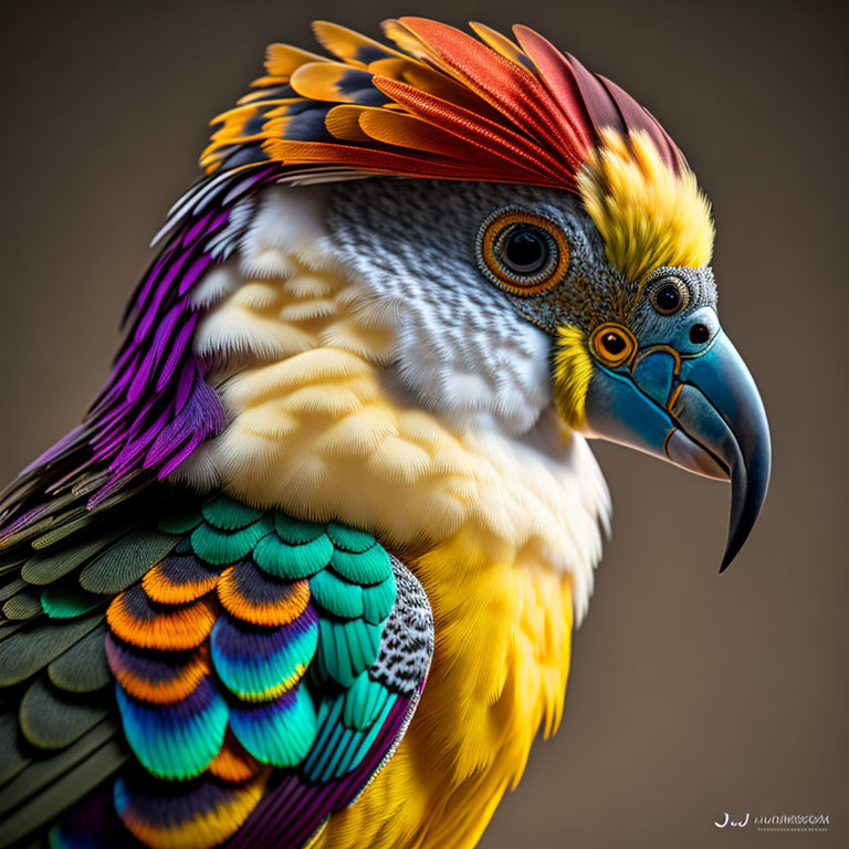 Colorful Parrot with Vibrant Feathers and Detailed Plumage