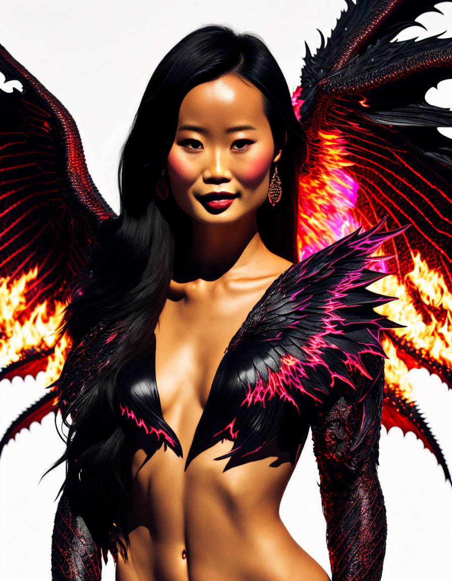 Ethereal figure with dragon-like wings and glowing skin