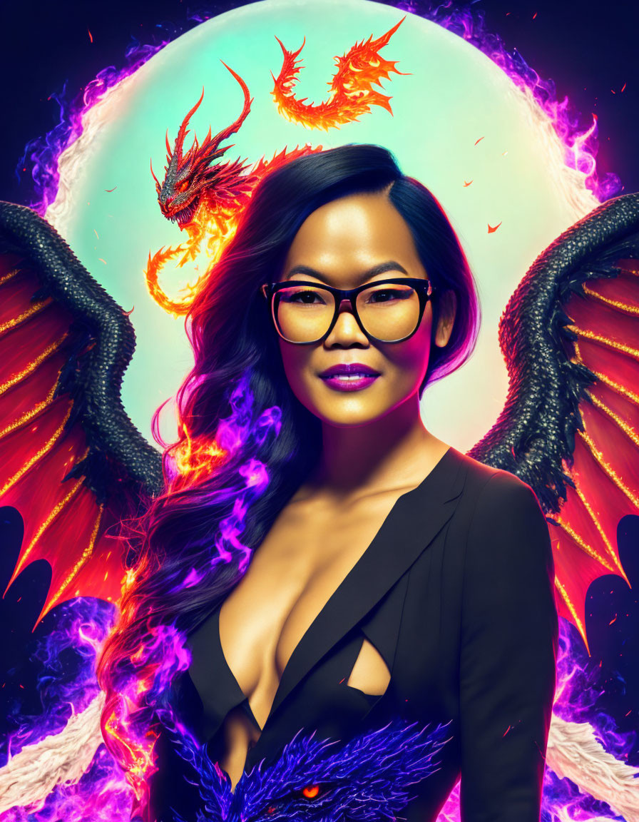 Fantasy Portrait of Confident Woman with Wings