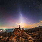 Couple Holding Hands Under Starry Sky and Milky Way on Cracked Ground