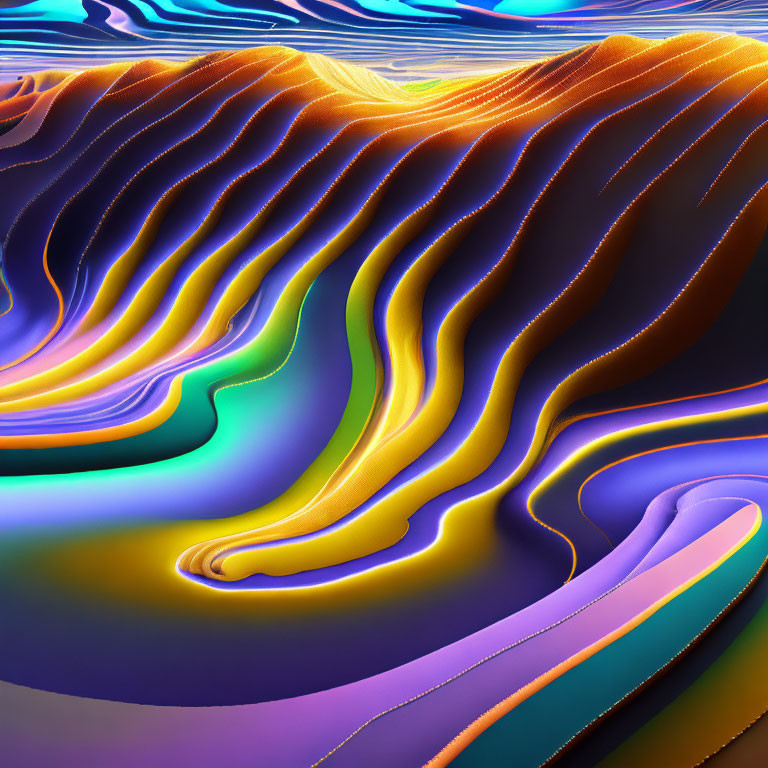 Colorful Digital Artwork with Fluid Multicolored Layers