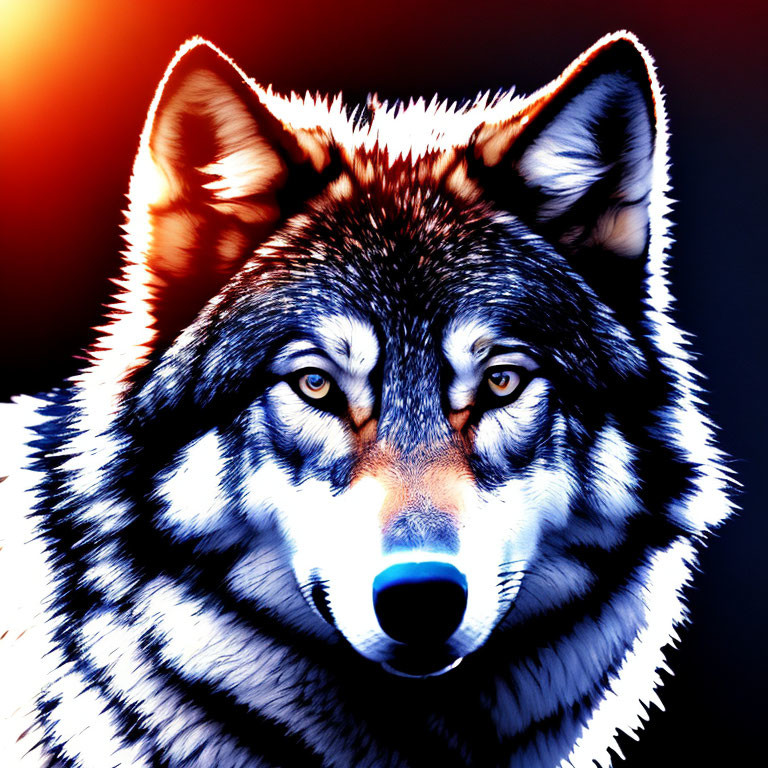 Detailed Close-Up of Wolf with Piercing Eyes on Warm Background