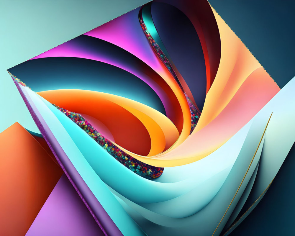 Colorful Swirling Vortex on Geometric Background