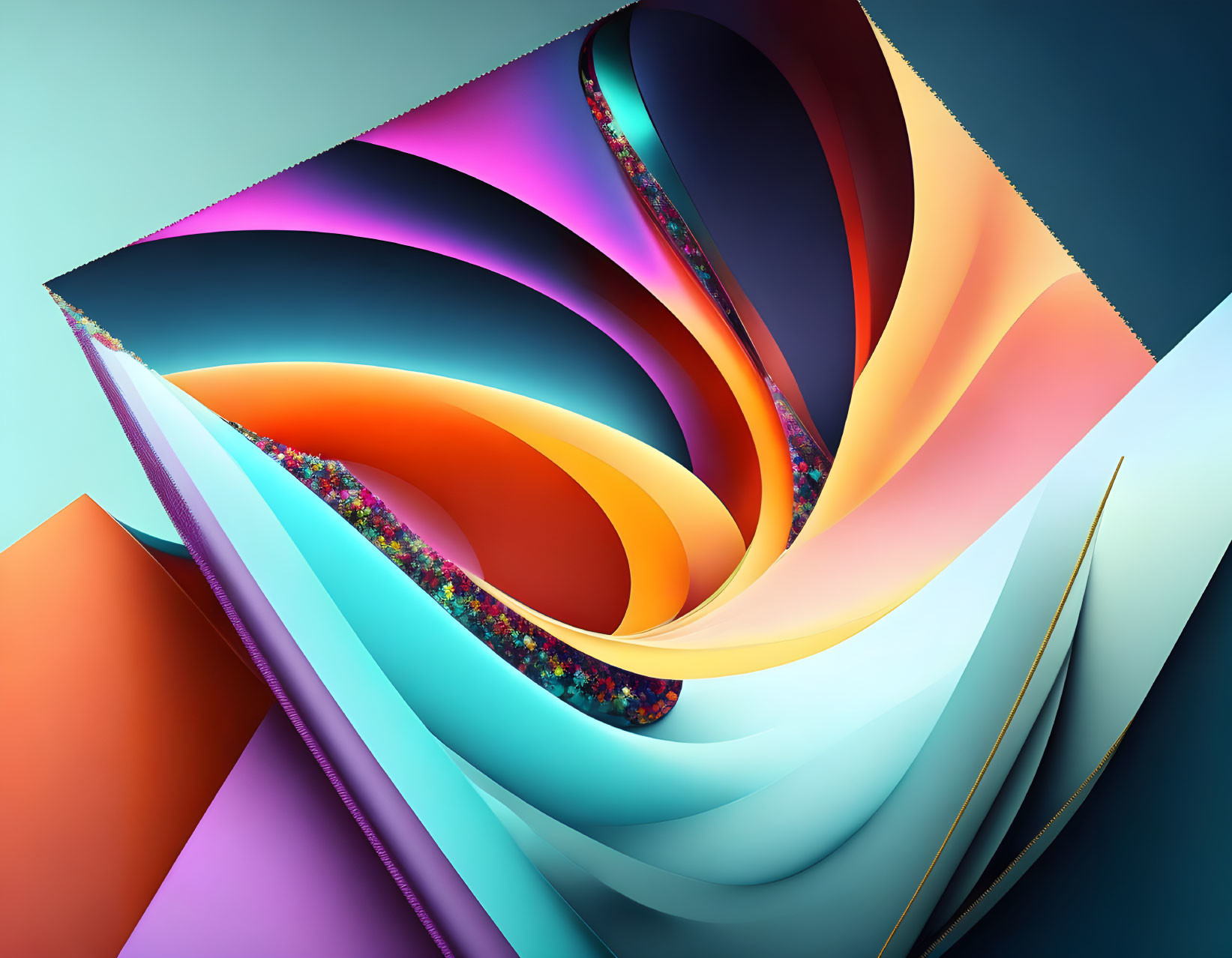 Colorful Swirling Vortex on Geometric Background